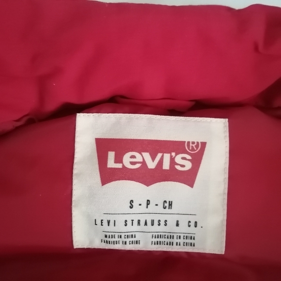 Levi's Men's Goose Down Fill Red Puffer Vest With Corduroy Trim Small - Picture 13 of 15